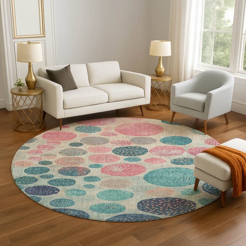 Premium Washable Super Soft Casual Contemporary Mayfield Rug - Teal - 8' x 8'