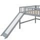 preview thumbnail 8 of 12, Full Size Low Loft Bed with Ladder and Removable Slide, Space-Saving Design, White