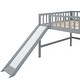 preview thumbnail 11 of 21, Wooden Bedframe Full Size Low Loft Bed with Slide and Ladder