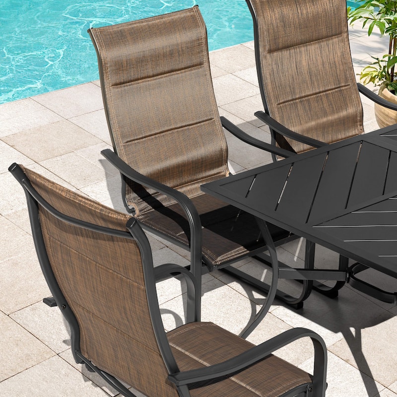 7-Piece Metal Padded Textilene Patio Dining Set with Umbrella Hole