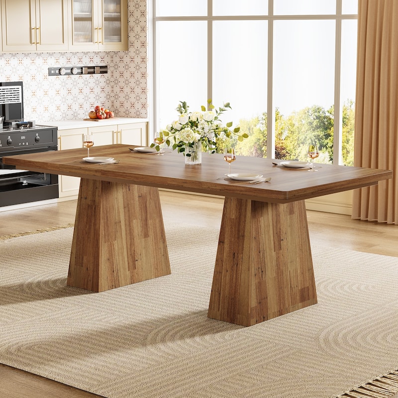 63 Inches Modern Rectangular Dining Table for 4-6 - Brown