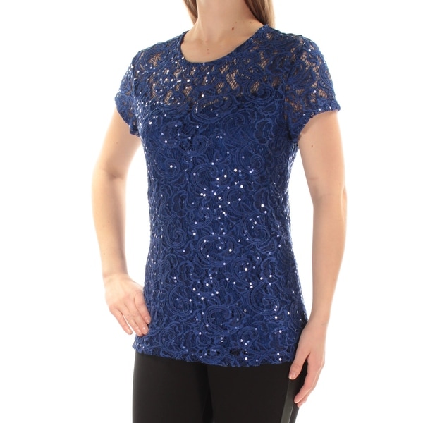 I-N-C Womens Sequin Basic T-Shirt