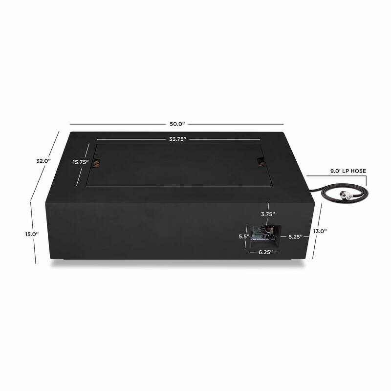 Aegean 50" Rectangle Fire Table in Black by Real Flame