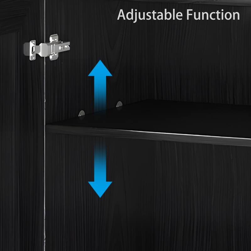 Modular Sideboard Cabinet with Storage Buffet Cabinet with Rattan Doors for Living Room Kitchen Dining Room Entryway