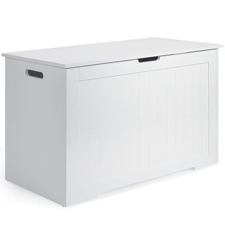 Costway Wooden Toy Box Kids Storage Chest Bench W/ Flip-Top Lid &