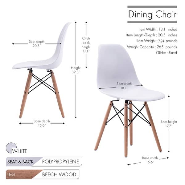 dimension image slide 8 of 7, Porthos Home Modern Dining Chair with Beech Wood Legs