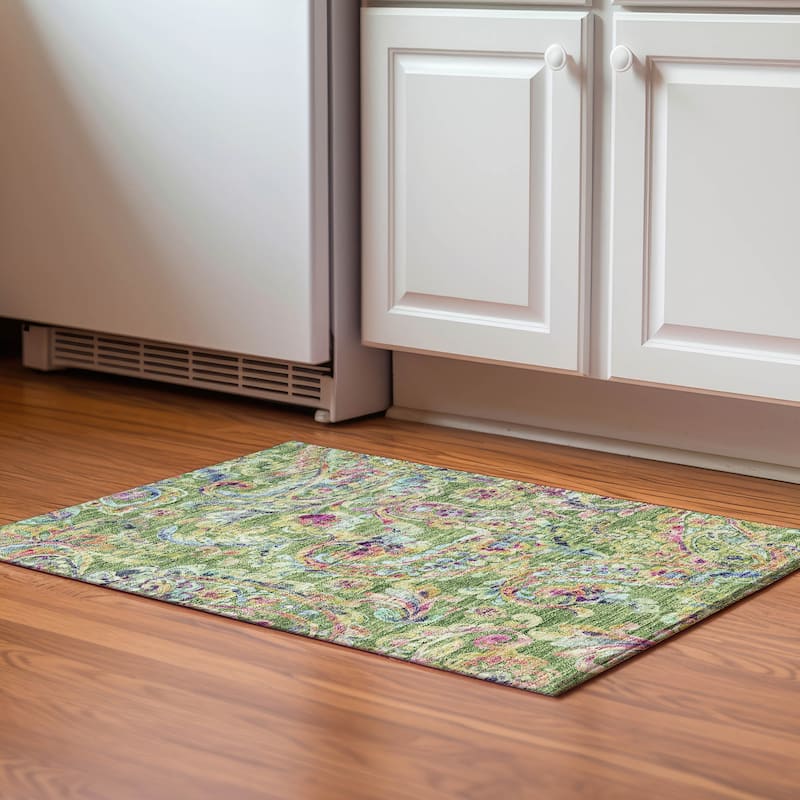 Premium Washable Super Soft Paisley Mayfield Rug - Fern - 1' 8" x 2' 6" - Rectangle