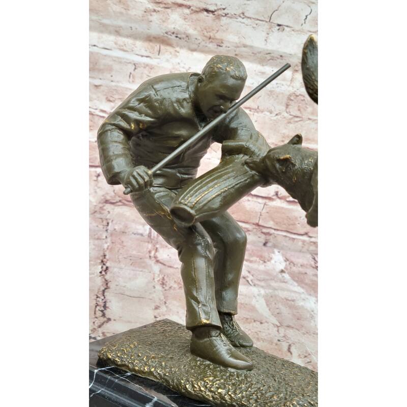 Dog Trainer With Police Dog Bronze Sculpture - Dynamic Canine Training Art
