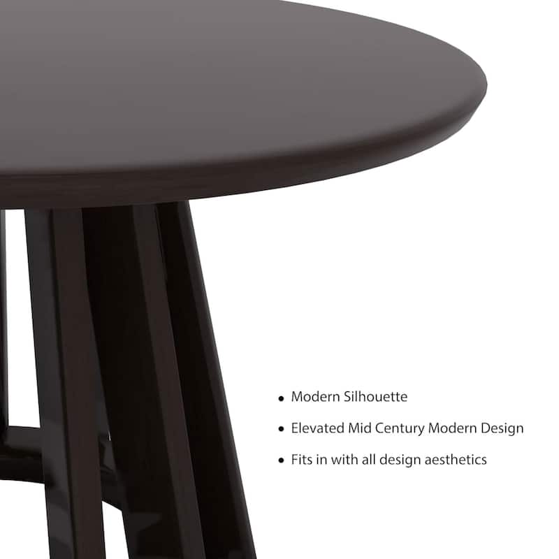 Black 31" Round Coffee Table Modern Mid-Century Wood Slatted Base - 19x20