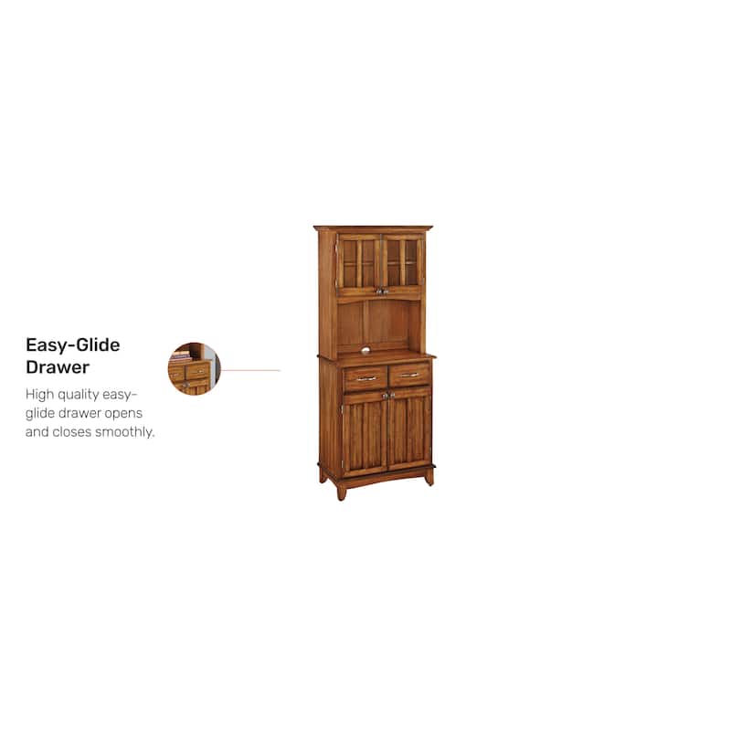 Homestyles Buffet of Buffets Cottage Oak Storage Hutch with Wood Top