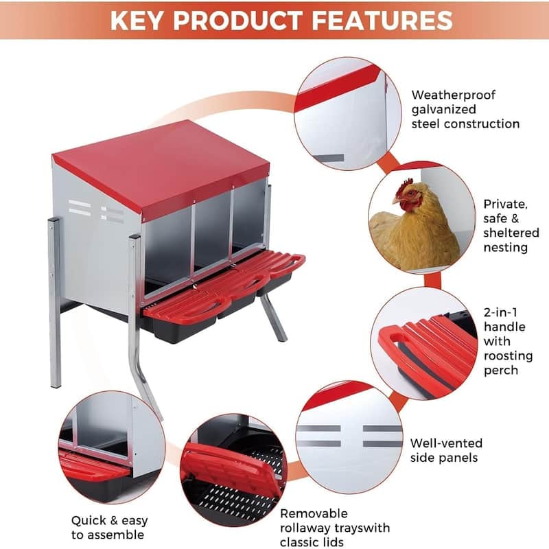3 Hole Chicken Nesting Boxes