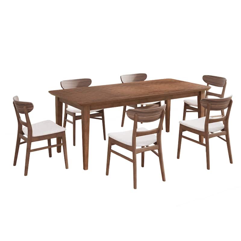 Christopher Knight Home - Marigold Mid Century Rubberwood and Upholstered 7 Piece Dining Set