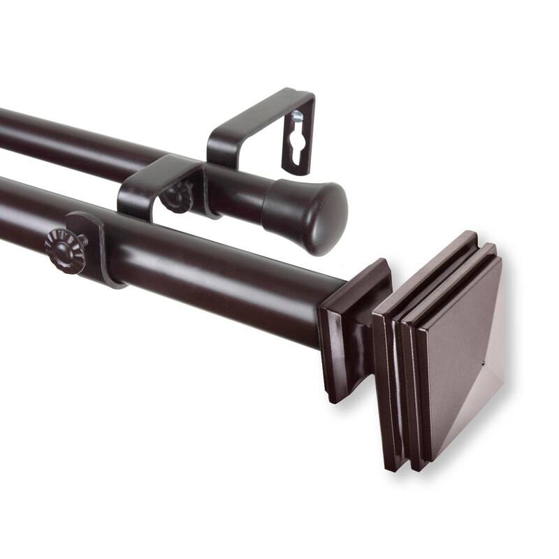 Adjustable Double Curtain Rod 1" Light Gold, 160-240" Extendable Rod Set, Decorative Window Treatment Hardware - M