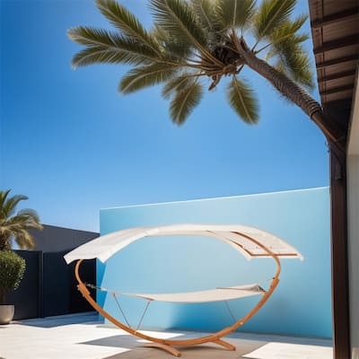 Outdoor Hammock with Stand and Heavy Duty Wooden Frame - N/A