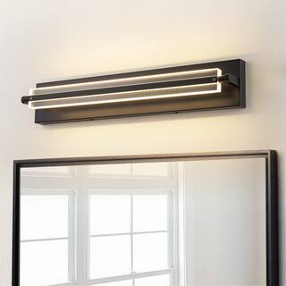 22" Modern Black Adjustable Rectangular LED Bathroom Vanity Light - 22.2 in. W x 4.7 in. H x 3.7 in. D