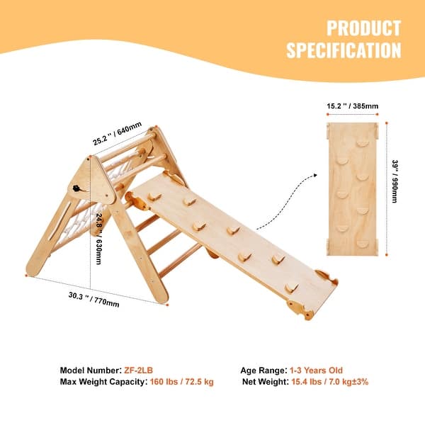 dimension image slide 0 of 4, Pikler Triangle Set, Toddler Climbing Toys Indoor Playground, Ramp, and Arch, Montessori Climbing Set with Triangle