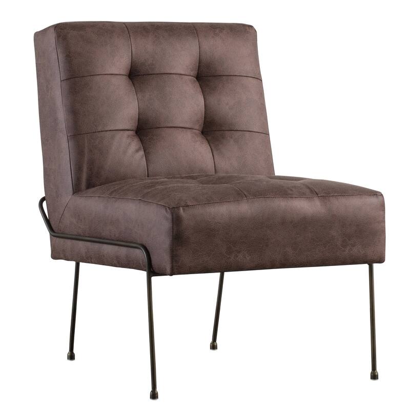 Quebec Modern Leather Lounge Chair with Gold Tone Base - Brown