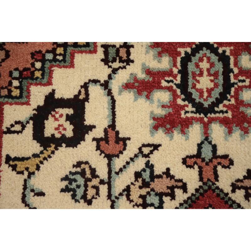 Hand Knotted Oriental 100% Wool Carpet Traditional Medallion Beige & Ivories Heriz (serapi) Area Rug - 6' 1'' X 3' 11''