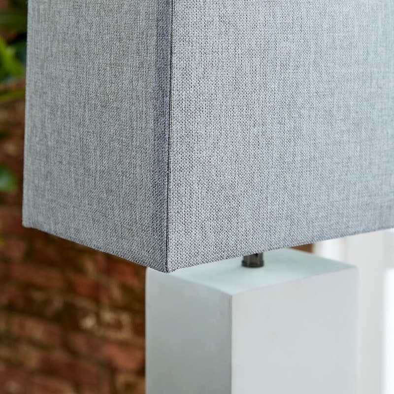 Cement Stone Room Table Lamp with Square Shade - Gray - Roche River Decor