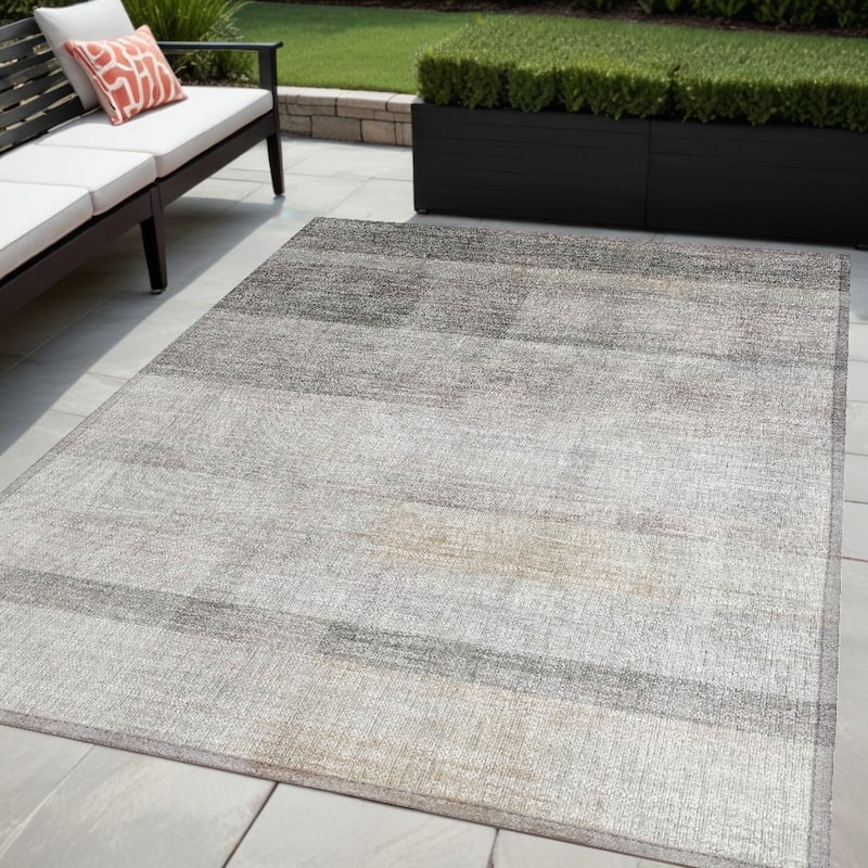 Belo Ombre Weather Resistant Classic Meets Modern Runner Outdoor Rug - 5' X 8' - Taupe