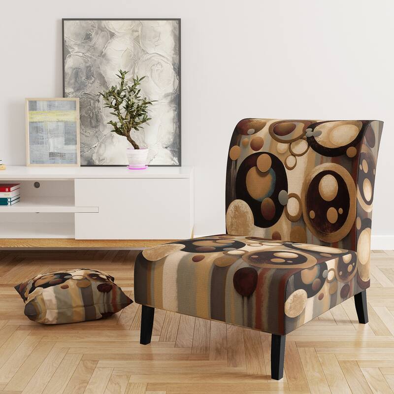 Designart "Aged Barrel Universes VI" Upholstered Abstract Accent Chair and Modern & Contemporary Arm Chair - Multiple Color - Slipper Chair