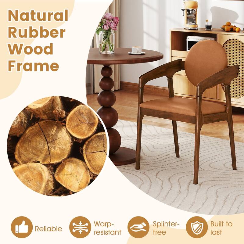 Gymax Wooden Dining Chair Set of 4 w/Rubber Wood Frame Padded Seat &