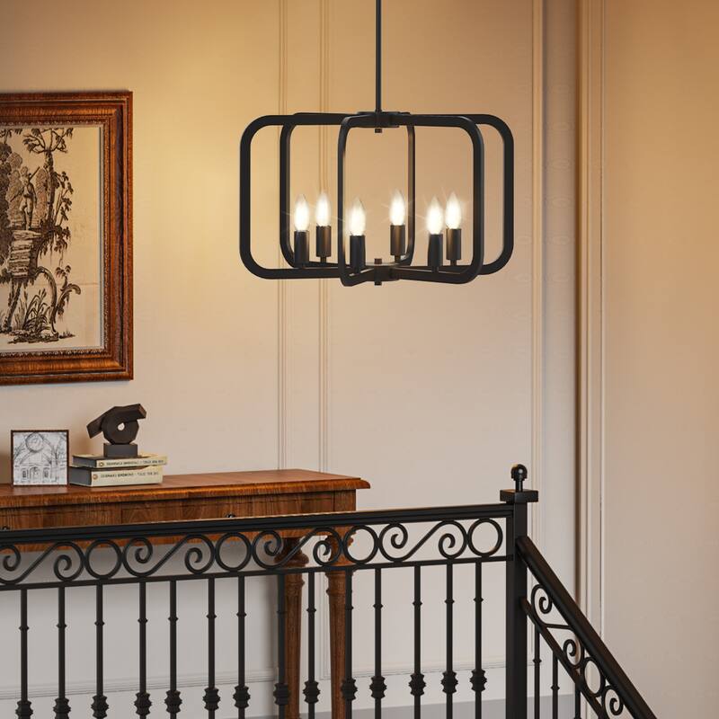 6-Light 16" Candle Style Retangular Chandelier