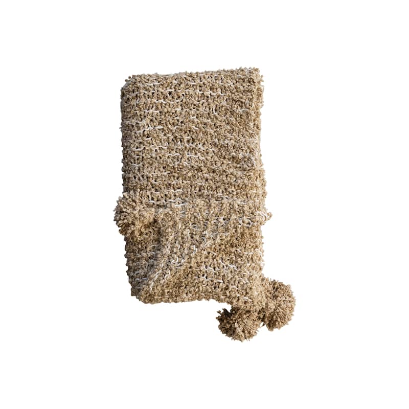Woven Fabric Chunky Knit Throw with Tassels - Bed Bath & Beyond - 40166762