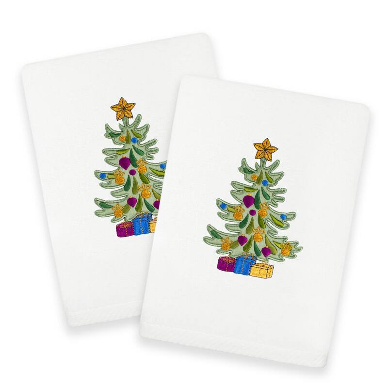 Authentic Hotel and Spa Christmas Presents 2PC Hand Towel Set - White