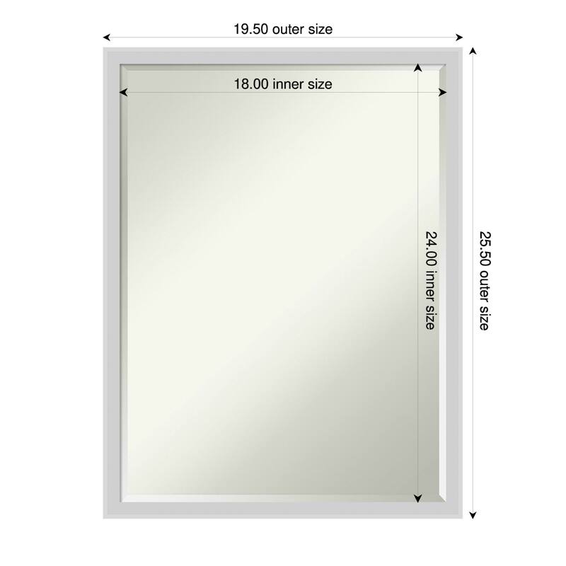 Incline Half-Inch-Bevel Wood Framed Bathroom Vanity Wall Mirror - 20 x 26 in - Incline Silver