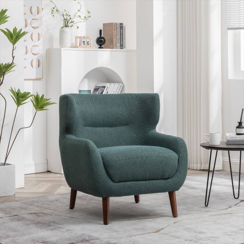 XINMICS Tufted Accent Chair, Wingback Upholstered Armchair for Living Room, Bedroom, Set of 1