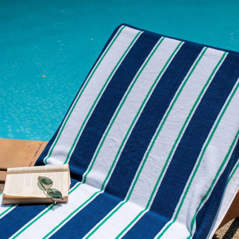 Aston & Arden Oversized Pinstriped Resort Beach Towel - 35x70