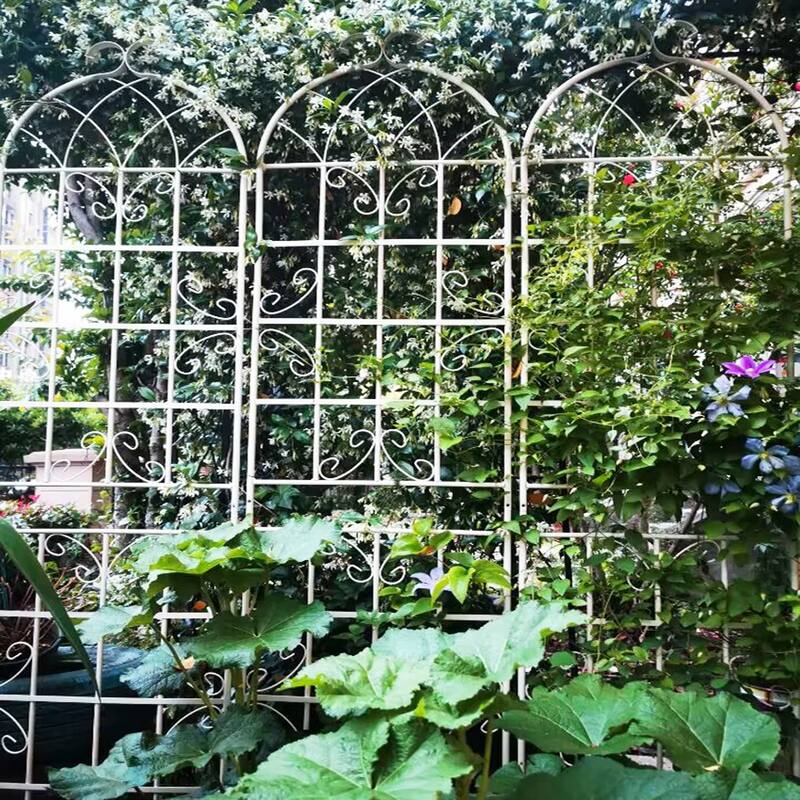 Metal Garden Trellis for Climbing Plants, 2/4 Pack Garden Fence Rustproof Vine Screen Trellis Frame Grow Support Outdoor Trellis - 4 Pack - White