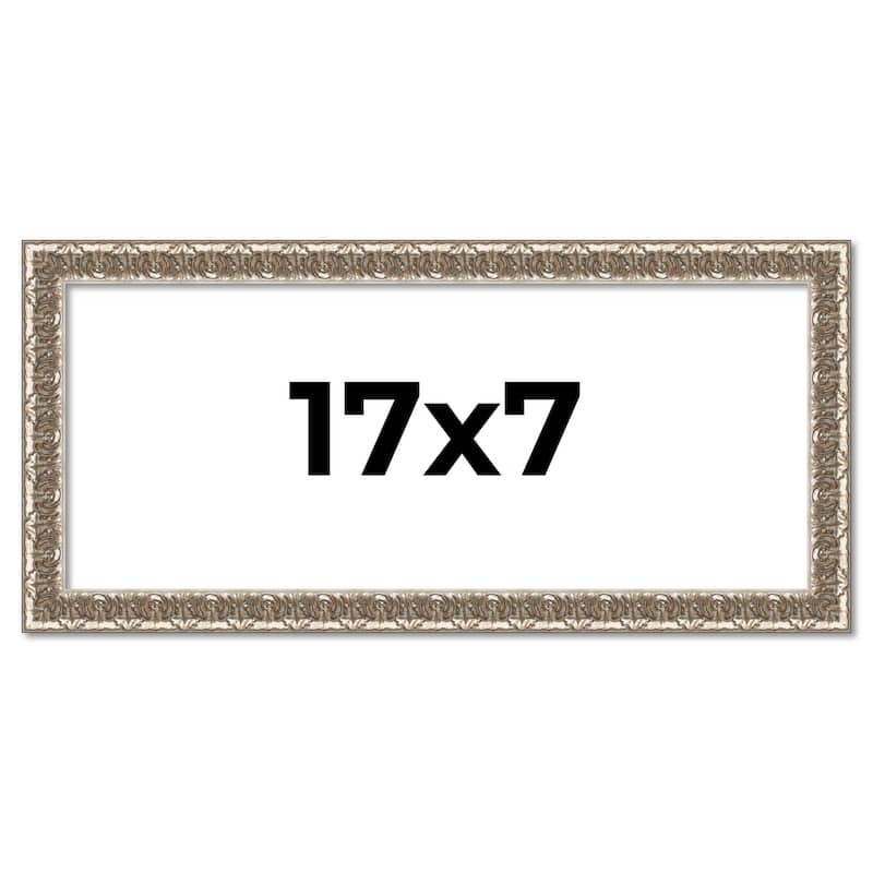 17x7 Frame Silver Versailles Ornate Solid Wood Picture Frame | 1 Inch