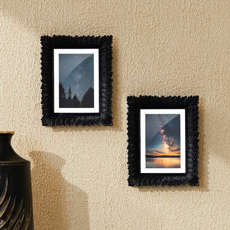 Glitzhome 5x7 Black Resin Wall Hanging or Tabletop Picture Photo Frames Set