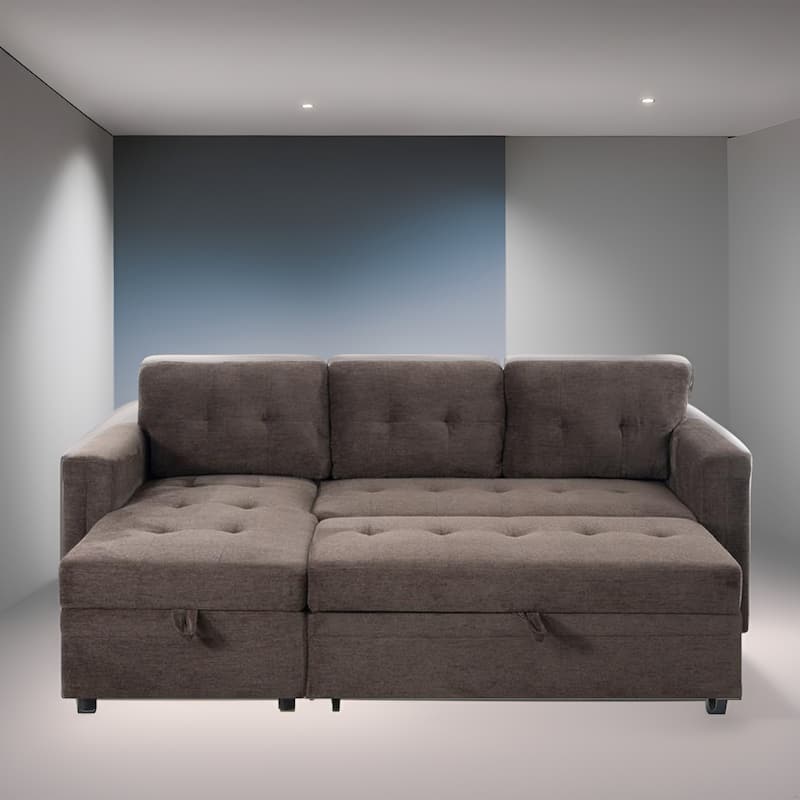Convertible L-Shaped Sectional Sleeper Sofa with USB & Pull-Out Bed