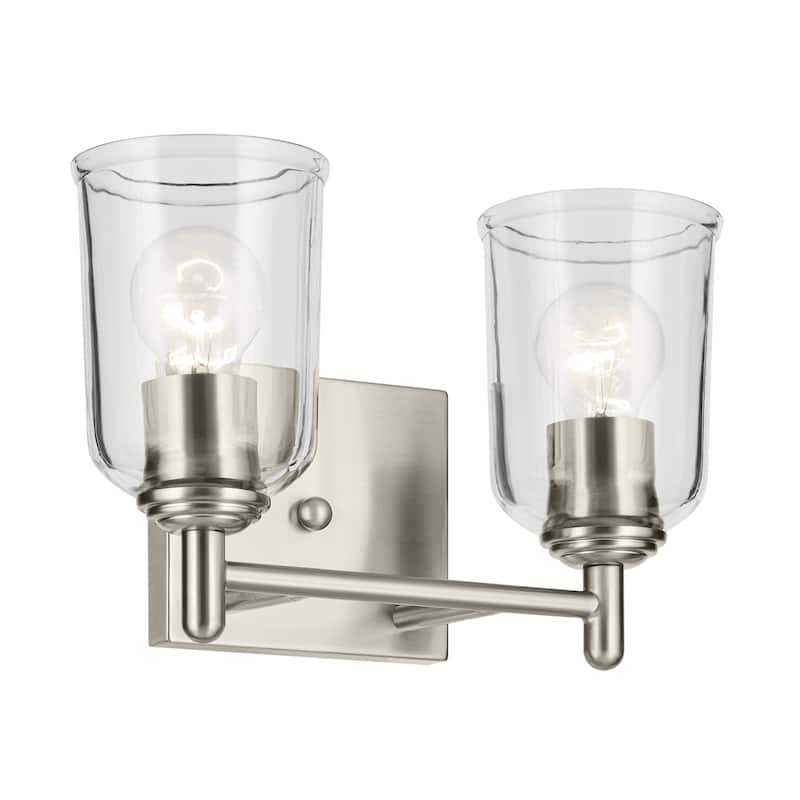 Kichler Lighting Shailene Bathroom Vanity Light with Clear Glass - Brushed Nickel - 2-Light