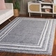 preview thumbnail 10 of 96, SAFAVIEH Border & Stripe Shag Eirny Modern 1.4-inch Thick Rug 4'5" x 6'5" - Grey/Ivory - Rectangle