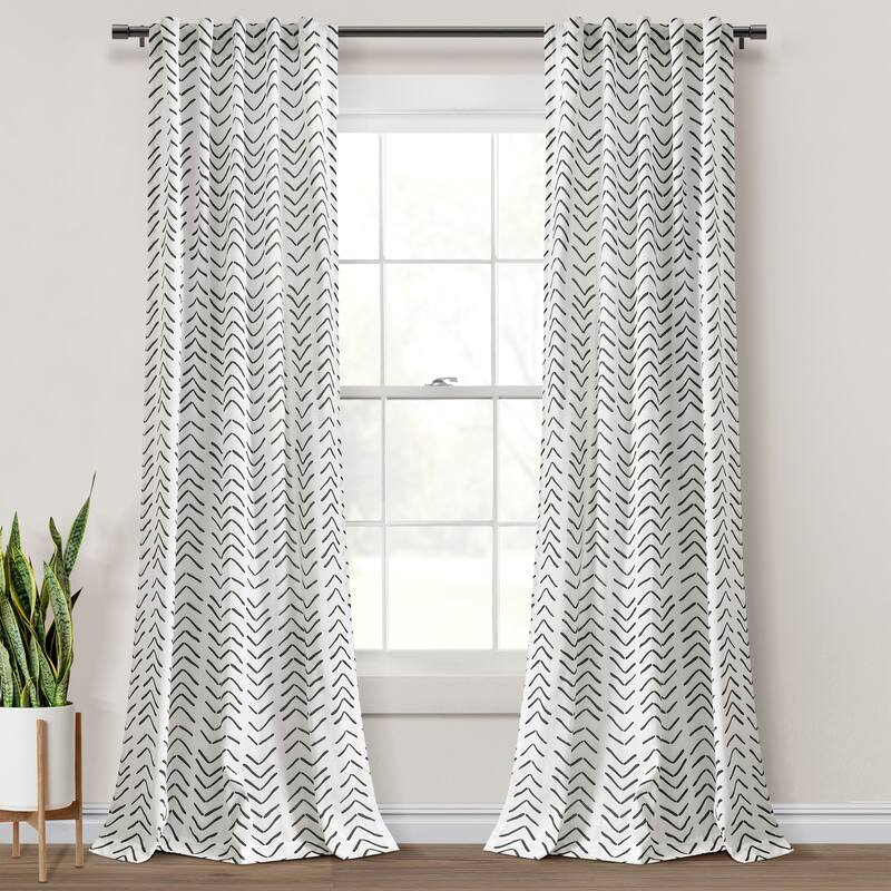 Lush Decor Hygge Modern Arrow Linen Look Window Curtain Panels Set - 84" X 40" - Black