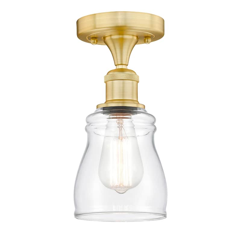 Innovations Lighting Ellery - 1 Light 5" Semi-Flush Mount - Clear/Satin Gold