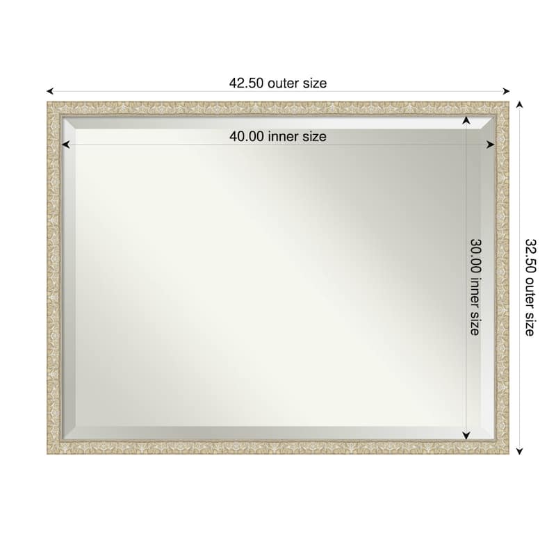 Lila Beveled Wood Framed Bathroom Vanity Wall Mirror - 43 x 33 in - Lila Silver