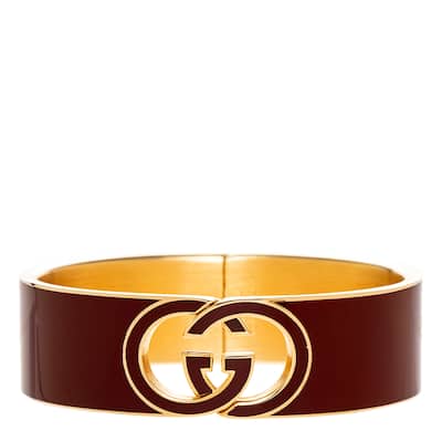 Gucci Interlocking Enamel Cuff Bracelet - Red and Gold