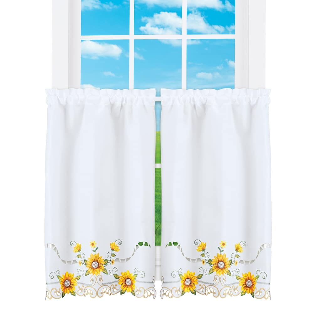 Lovely Sunflower Border Kitchen Curtains