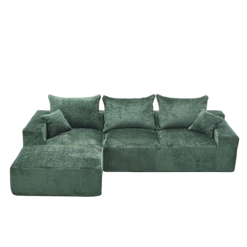 Floor Standing Chaise Lounge Couch L-shape Sectional Sofa with Ottoman