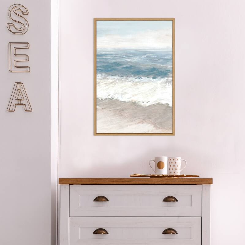 Warm Waves (Beach) by Eva Watts Framed Canvas Art