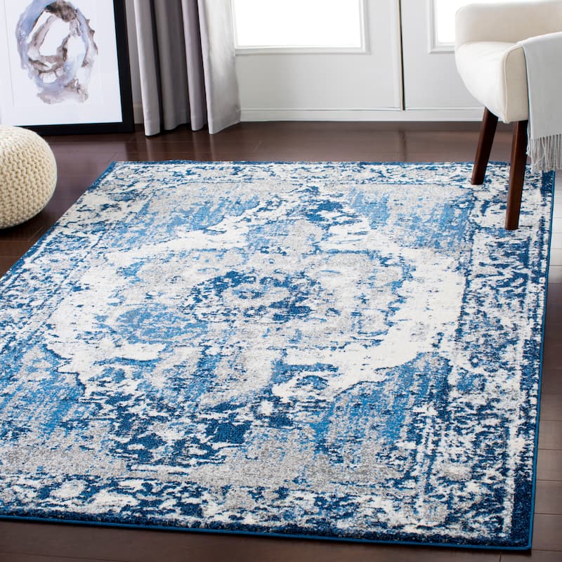 Livabliss Amalia Distressed Medallion Area Rug - Navy - 5'3" x 7'3"