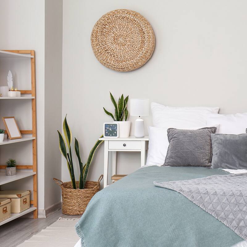 Vertical Grooved Ceramic Table Lamp with Drum Shade - 16" - White