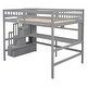 preview thumbnail 12 of 20, Full Size Solid Wood Loft Bed with Built-in Desk, Bookshelves and Storage Staircase