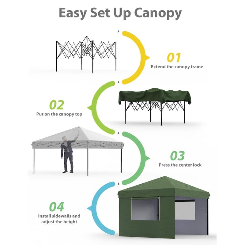 10x10 Feet Instant Pop-Up Canopy Tent, 3 Detachable Sidewalls - 10*10Ft