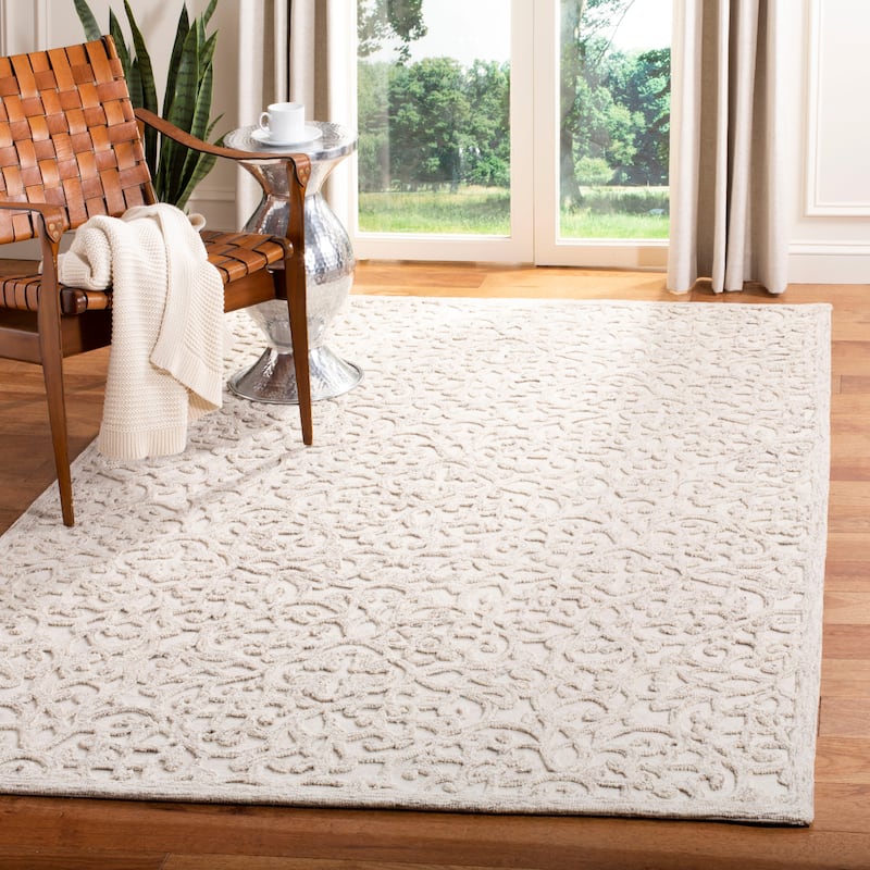SAFAVIEH Handmade Trace Megane Modern Wool Rug - 5' x 8' - Camel/Ivory
